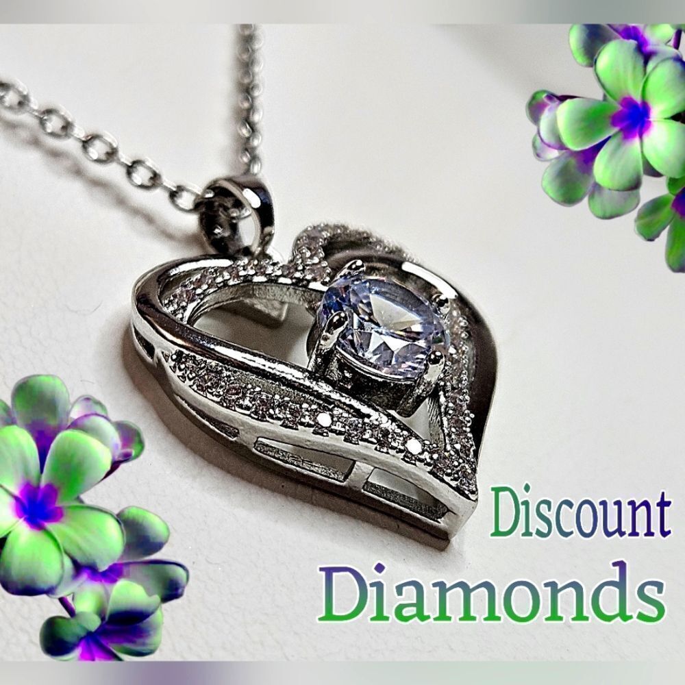 Clear White 2 Ct. Round Cut Diamond White Baguette Diamond Pendant Necklace 925